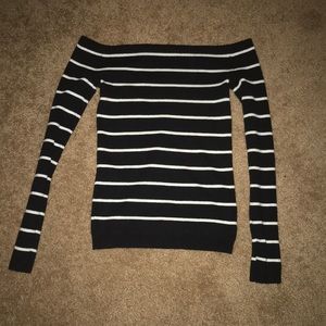 American Eagle Striped Off the Shoulder Sweater